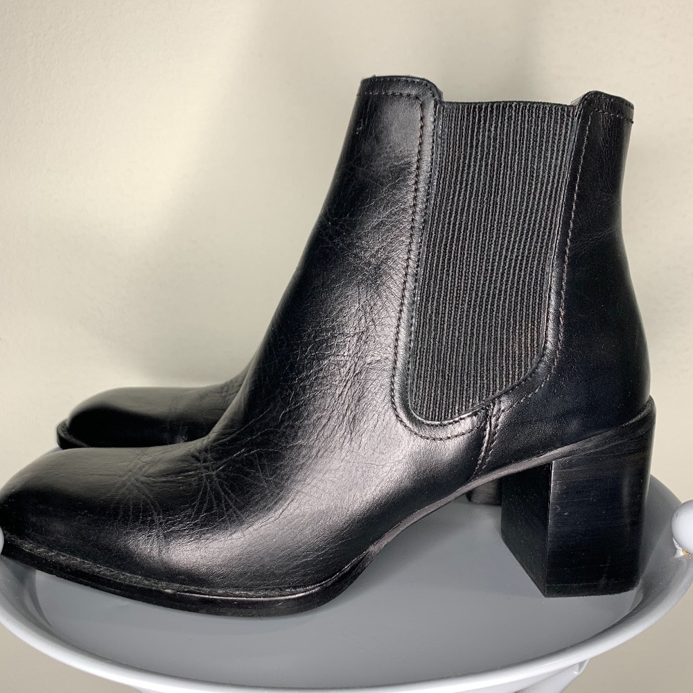 Zara Heeled Ankle Boots Black Faux Leather